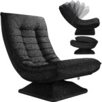 Fotoliu relaxare Casaria, rotire 360°, inclinabil in 5 pozitii, tesatura de in, negru