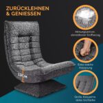 Fotoliu relaxare Casaria, rotire 360°, inclinabil in 5 pozitii, tesatura de in gri - imagine 6