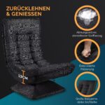 Fotoliu relaxare Casaria, rotire 360°, inclinabil in 5 pozitii, tesatura de in, negru - imagine 5