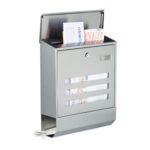 Cutie postala, otel inoxidabil, design modern, 42 x 35 x 12,5 cm, argintiu