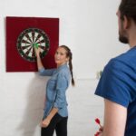 Protectie perete pentru darts, burgundy, diametru 45 cm - imagine 4