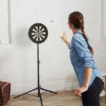 Suport mobil pentru placa de darts, 115 x 100 cm, otel, negru - imagine 4