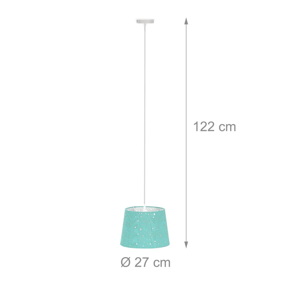 Lampa suspendata cu abajur pentru camera copiilor, 122 x 27 cm, turcoaz - imagine 5