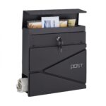 Cutie postala, compartiment pentru ziare, 37 x 37 x 11 cm, negru