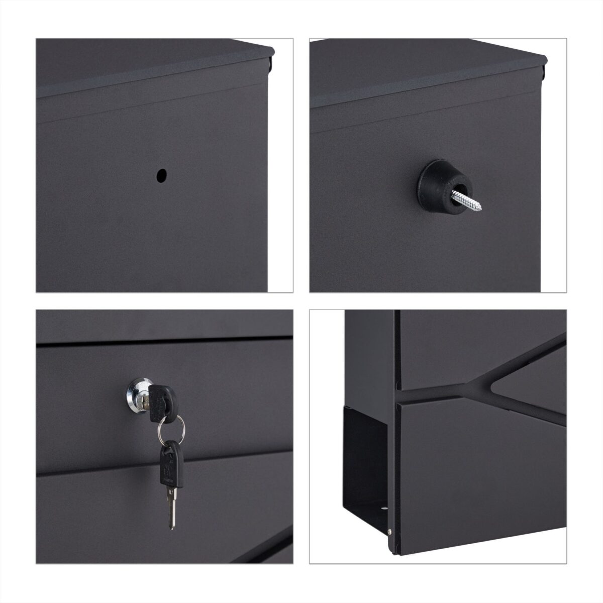 Cutie postala, compartiment pentru ziare, 37 x 37 x 11 cm, negru - imagine 8