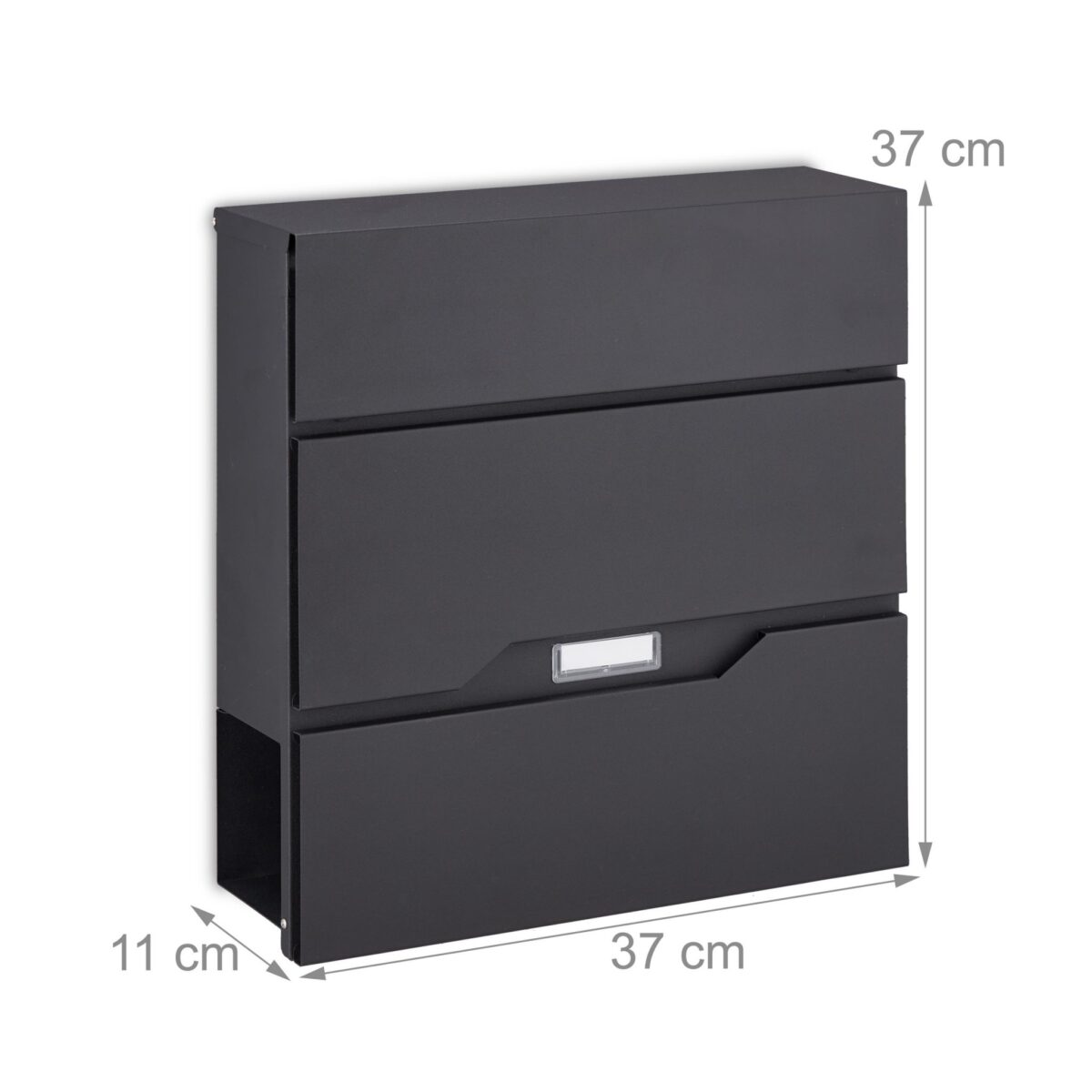Cutie postala de perete, 37 x 37 x 11 cm, negru - imagine 3