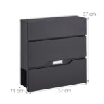 Cutie postala de perete, 37 x 37 x 11 cm, negru - imagine 3