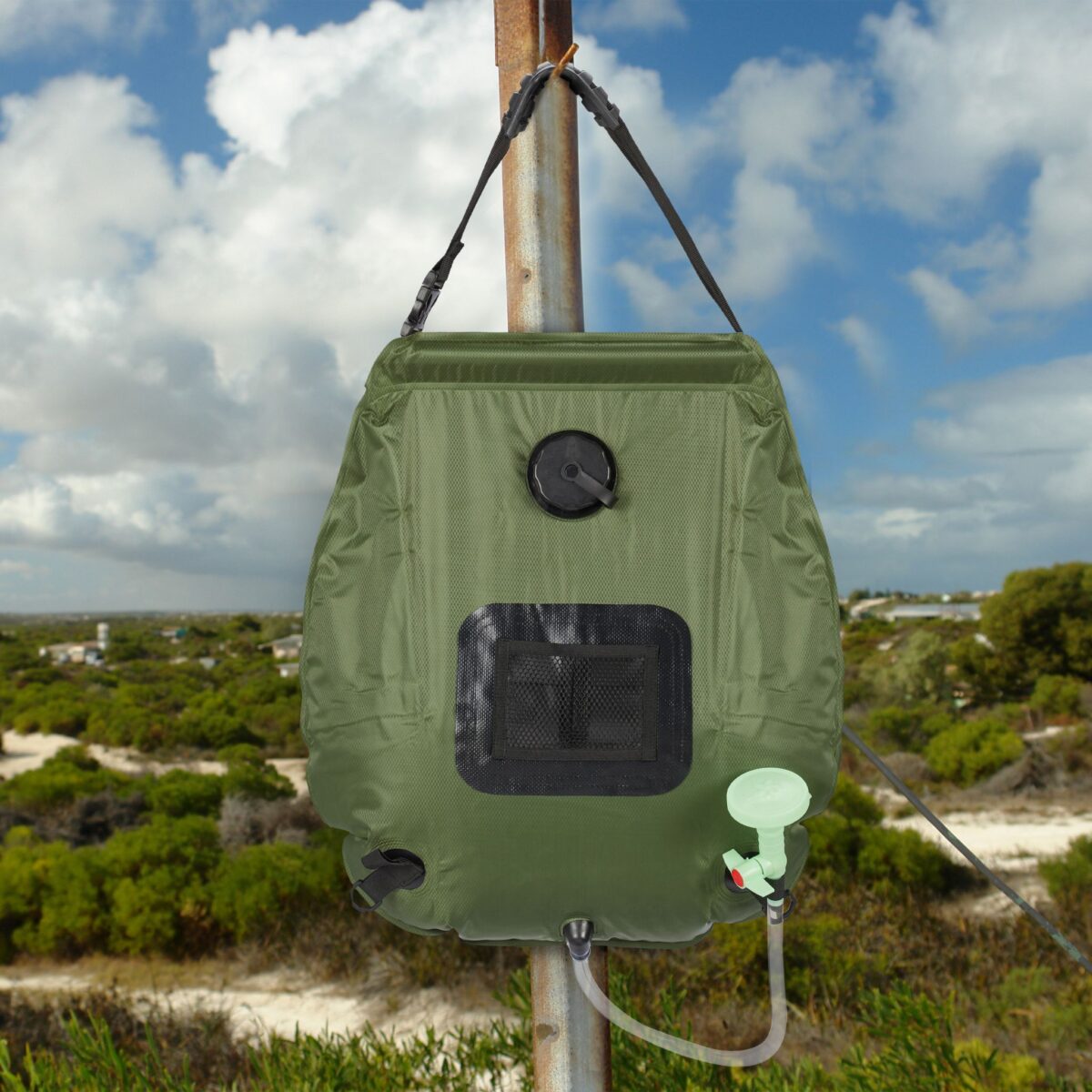 Dus portabil pentru drumetii/camping, 20L, verde - imagine 4