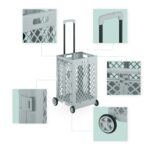 Carucior pentru cumparaturi, pliabil, maner telescopic, capacitate mare, gri, Relaxdays - imagine 3