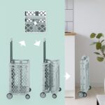 Carucior pentru cumparaturi, pliabil, maner telescopic, capacitate mare, gri, Relaxdays - imagine 6