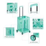 Carucior pentru cumparaturi, pliabil, maner telescopic, capacitate mare, turcoaz, Relaxdays - imagine 3