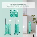 Carucior pentru cumparaturi, pliabil, maner telescopic, capacitate mare, turcoaz, Relaxdays - imagine 6