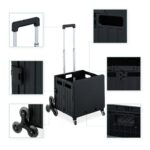 Carucior pentru cumparaturi si transport, cu 8 roti, maner reglabil, pliabil, negru, Relaxdays - imagine 3