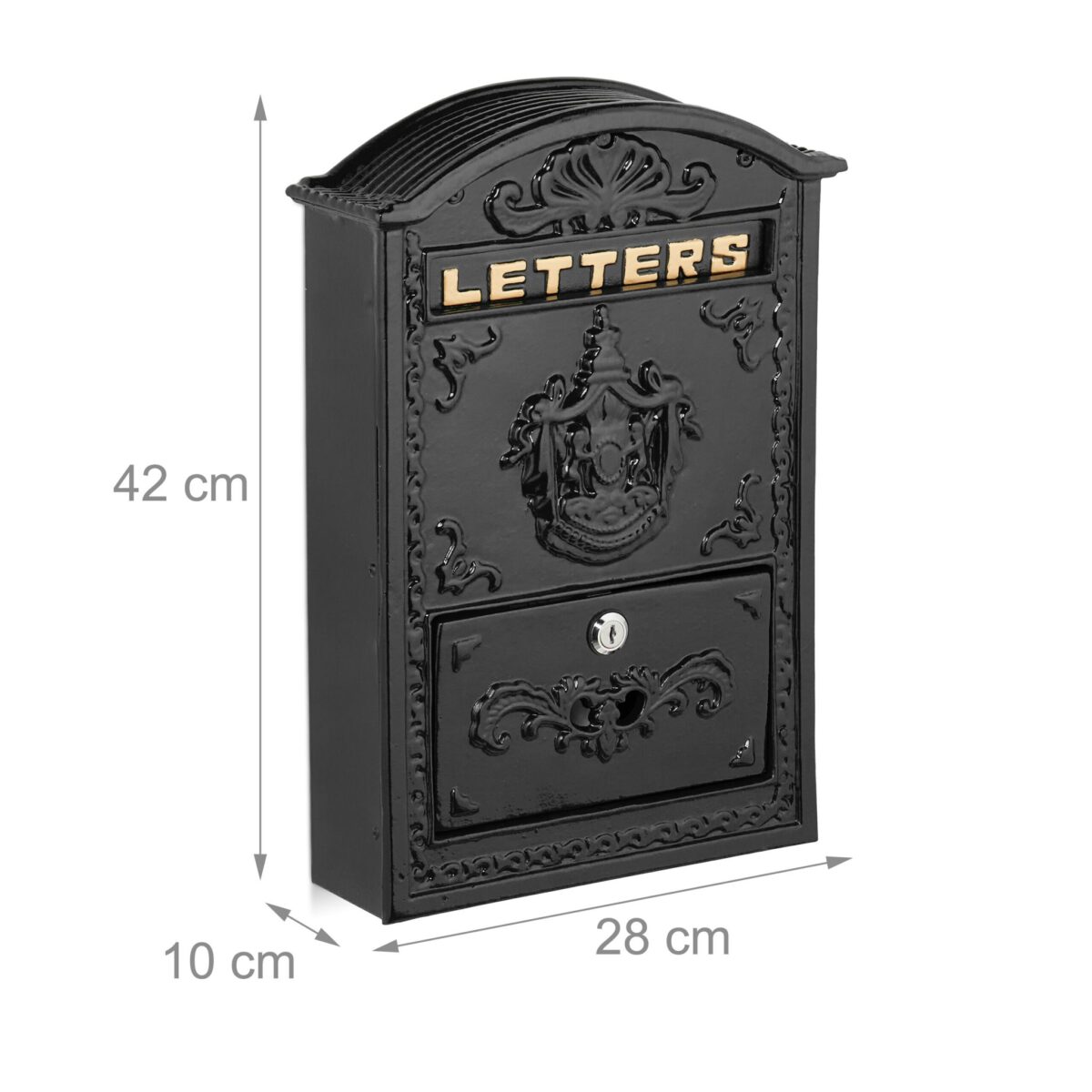 Cutie postala, design nostalgic, 42 x 28 x 10 cm, negru - imagine 6