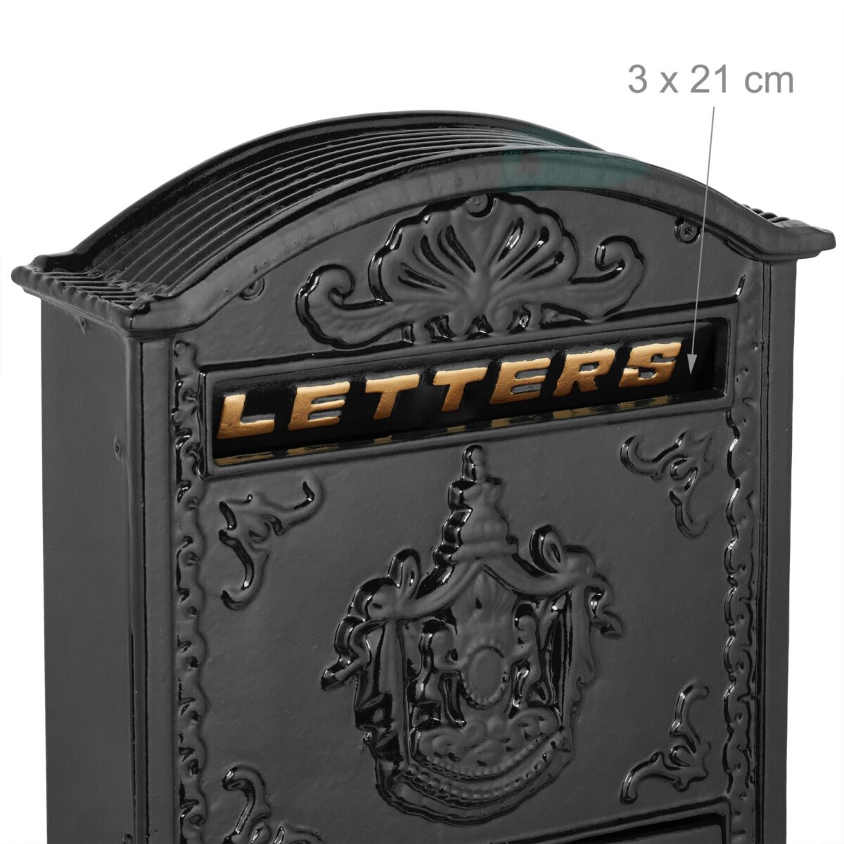 Cutie postala, design nostalgic, 42 x 28 x 10 cm, negru - imagine 7