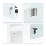 Dulap pentru medicamente 'Emergency XXL', usa sticla matuita, 4 etaje ,magnet+2 chei, alb,57 cm x 27 cm x 12 cm, Relaxdays - imagine 3