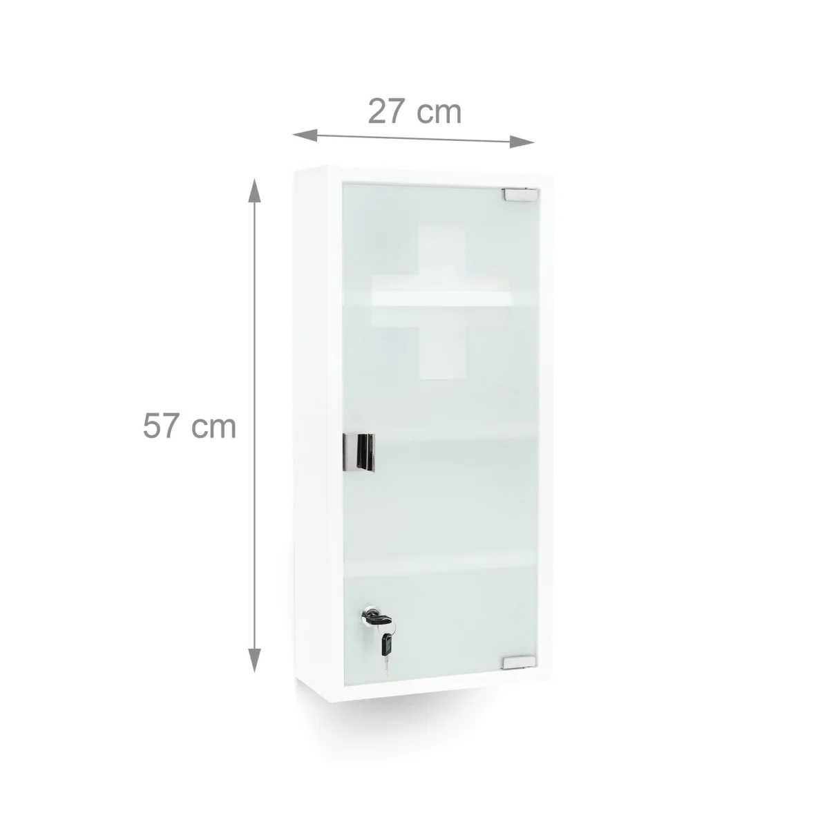 Dulap pentru medicamente 'Emergency XXL', usa sticla matuita, 4 etaje ,magnet+2 chei, alb,57 cm x 27 cm x 12 cm, Relaxdays - imagine 7