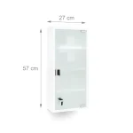Dulap pentru medicamente 'Emergency XXL', usa sticla matuita, 4 etaje ,magnet+2 chei, alb,57 cm x 27 cm x 12 cm, Relaxdays - imagine 7