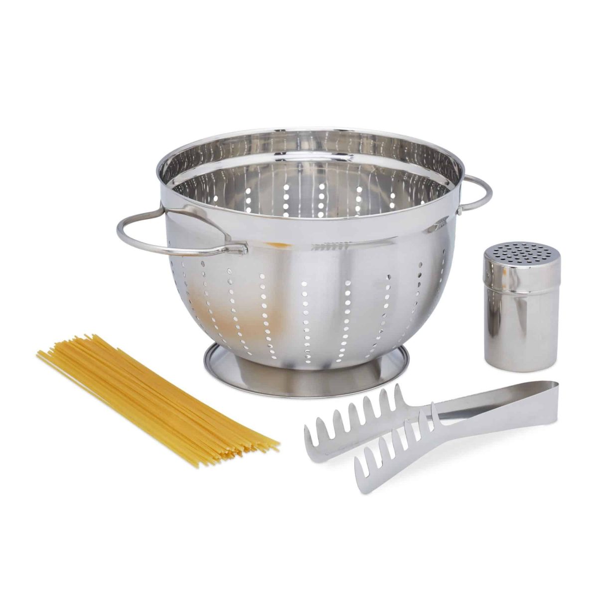 Set preparare paste, spaghetti, 3 piese, strecuratoare, dozator pentru parmezan, Relaxdays - imagine 2