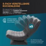 Fotoliu relaxare Casaria, rotire 360°, inclinabil in 5 pozitii, tesatura de in gri - imagine 2
