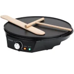 Plita pentru clatite, Monzana, 1200W, diametru plita 30 cm, strat antiaderent, temperatura ajustabila, negru