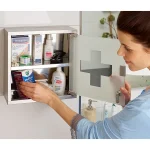 Dulap pentru medicamente, inox+usa sticla matuita, 2 etaje ,magnet+2 chei, 30cm x 30cm x 12cm,Deuba - imagine 4