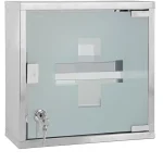 Dulap pentru medicamente, inox+usa sticla matuita, 2 etaje ,magnet+2 chei, 30cm x 30cm x 12cm,Deuba