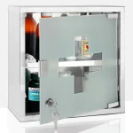 Dulap pentru medicamente, inox+usa sticla matuita, 2 etaje ,magnet+2 chei, 30cm x 30cm x 12cm,Deuba - imagine 2
