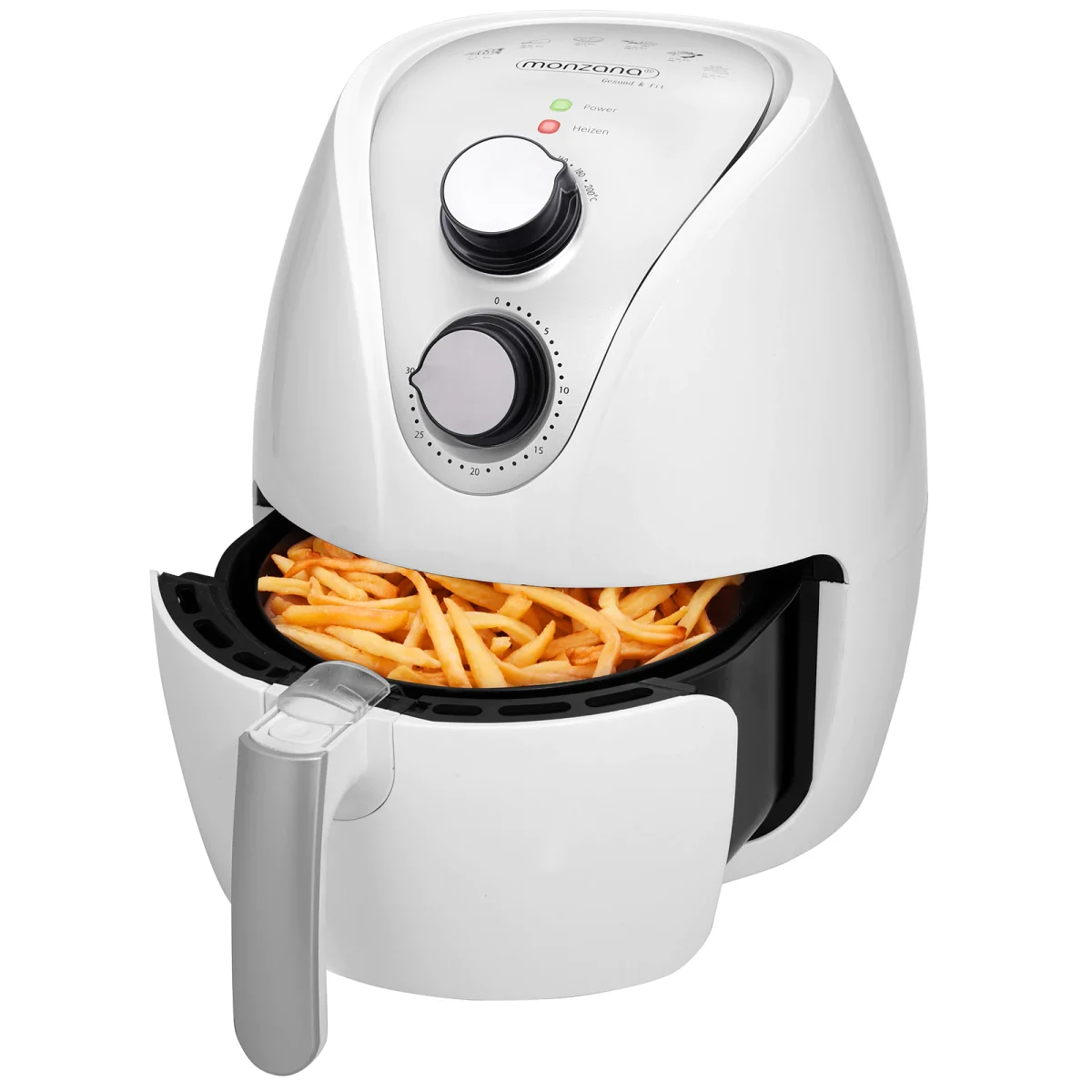Friteuza cu aer cald, Airfryer XL 3,6 litri, 1500 W, 9 programe + carte retete, alba - imagine 3