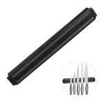 Suport magnetic de perete tip banda pentru cutite standard, lungime 33 cm, negru, Relaxdays