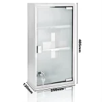 Dulap pentru medicamente,3etaje,inox+usa sticla matuita,magnet+2 chei, 48,5cm x 25cm x 12cm,Deuba - imagine 6