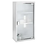 Dulap pentru medicamente,3etaje,inox+usa sticla matuita,magnet+2 chei, 48,5cm x 25cm x 12cm,Deuba