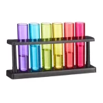 Set colorat 6 pahare shot, cu suport, Relaxdays