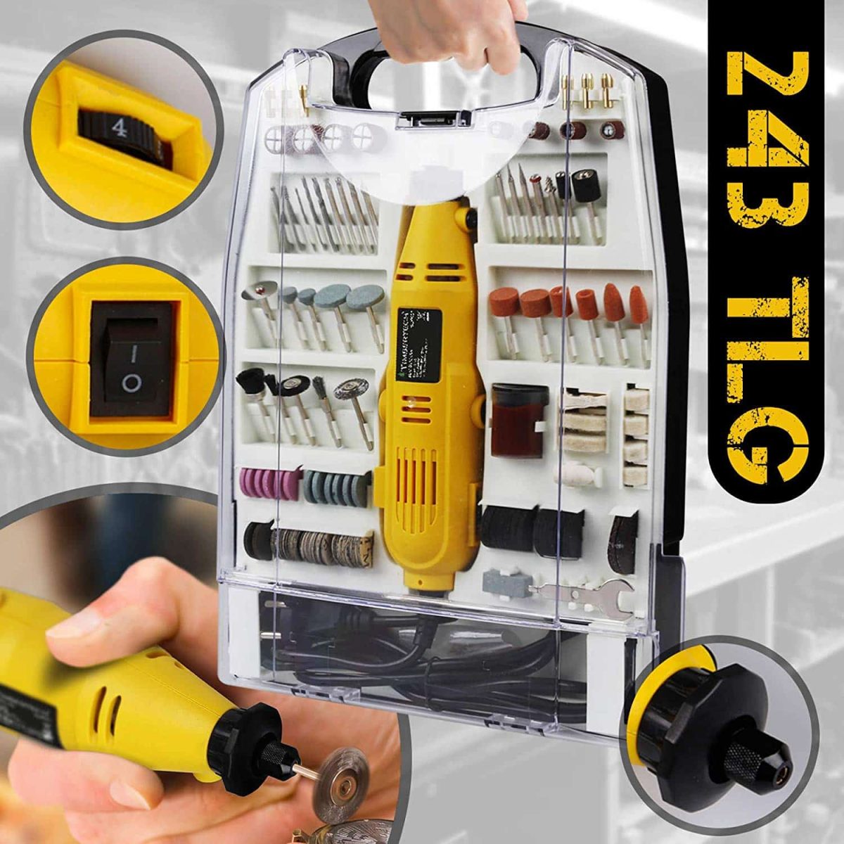 Set scule slefuire/gravare 245 piese +minislefuitor,Timbertech - imagine 5