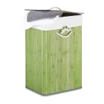 Cos rufe bambus, 82 litri, pliabil, cu capac, verde, Relaxdays - imagine 2