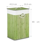 Cos rufe bambus, 82 litri, pliabil, cu capac, verde, Relaxdays - imagine 6