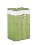 Cos rufe bambus, 82 litri, pliabil, cu capac, verde, Relaxdays