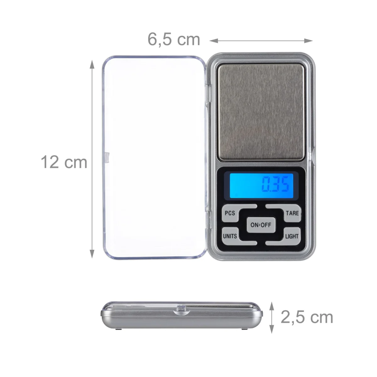 Mini cantar electronic pentru bijuterii de buzunar, 200 g, 12 x 6.5 x 2.5 cm, Relaxdays - imagine 2