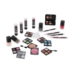 Trusa de Machiaj, 51 de piese, fard de pleoape, ruj, blush, lac unghii, creion buze, creion ochi + geanta aluminiu argintiu BriConti, Everybody's Darling, - imagine 2