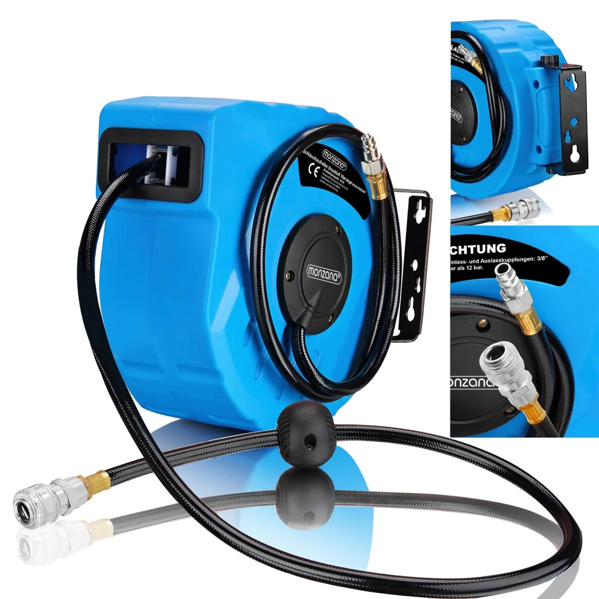 Furtun aer comprimat Deuba,10m,furtun1/4 inci cu tambur si strangere, fixare perete, rotire180 grade - imagine 6