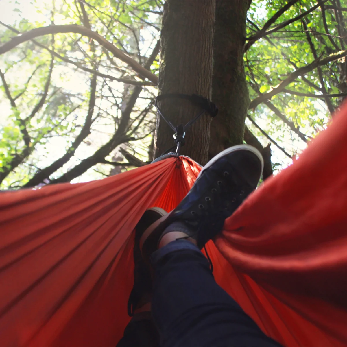 Hamac camping pana la 200kg,rosu,Relaxdays - imagine 6