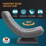 Fotoliu relaxare Casaria, rotire 360°, inclinabil in 5 pozitii, tesatura de in gri - imagine 5