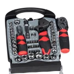 Mini trusa scule profesionala, set 45 piese,geanta plastic, crom-vanadiu, Relaxdays