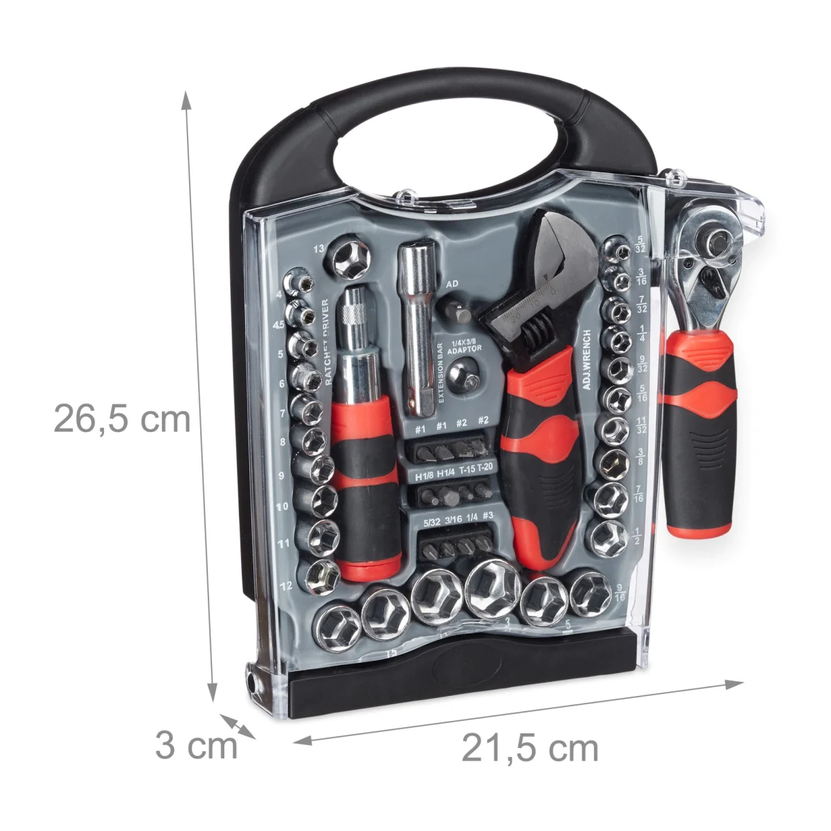 Mini trusa scule profesionala, set 45 piese,geanta plastic, crom-vanadiu, Relaxdays - imagine 5