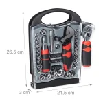 Mini trusa scule profesionala, set 45 piese,geanta plastic, crom-vanadiu, Relaxdays - imagine 5