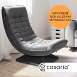 Fotoliu relaxare Casaria, rotire 360°, inclinabil in 5 pozitii, tesatura de in gri - imagine 3