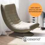 Fotoliu relaxare Casaria, rotire 360°, inclinabil in 5 pozitii, tesatura de in crem - imagine 4