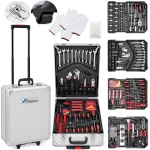 Set Trusa scule universala Tresko cu 735 piese crom-vanadiu + troler aluminiu - silver