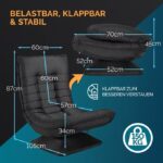 Fotoliu relaxare Casaria, rotire 360°, inclinabil in 5 pozitii, tesatura de in, negru - imagine 4