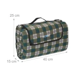 Patura picnic cu folie aluminiu,200x200,cu maner,model carouri, verde inchis - imagine 2
